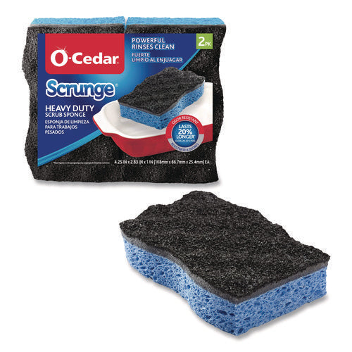 Scrunge Heavy-duty Sponge, 2.63 X 4.25, 1 Thick, Black/blue, 2/pack