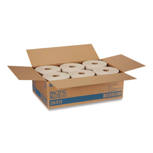 Pacific Blue Basic Recycled Paper Towel Roll, 1-ply, 7.87  X 1,000 Ft, Brown, 6/carton