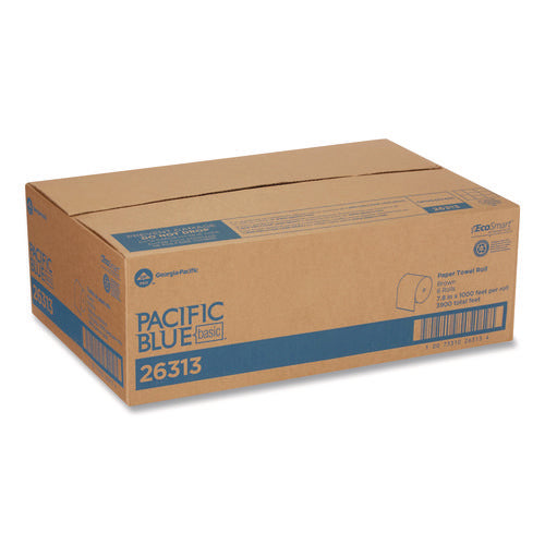 Pacific Blue Basic Recycled Paper Towel Roll, 1-ply, 7.87  X 1,000 Ft, Brown, 6/carton