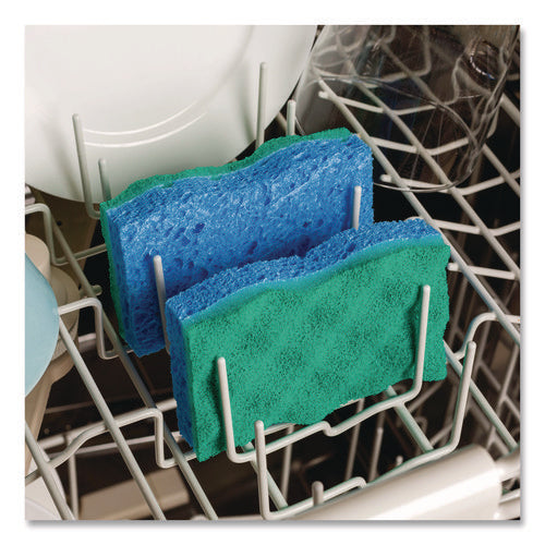 Scrunge Non-scratch Scrub Sponge, 2.63 X 4.25, 1 Thick, Green/blue, 2/pack
