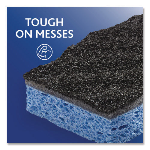 Scrunge Heavy-duty Sponge, 2.63 X 4.25, 1 Thick, Black/blue, 2/pack, 8 Packs/carton