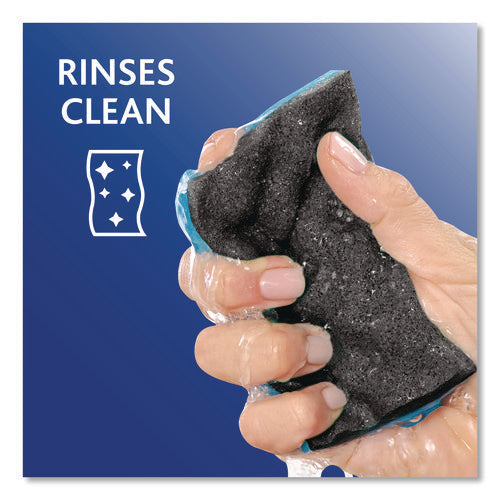 Scrunge Heavy-duty Sponge, 2.63 X 4.25, 1 Thick, Black/blue, 2/pack, 8 Packs/carton