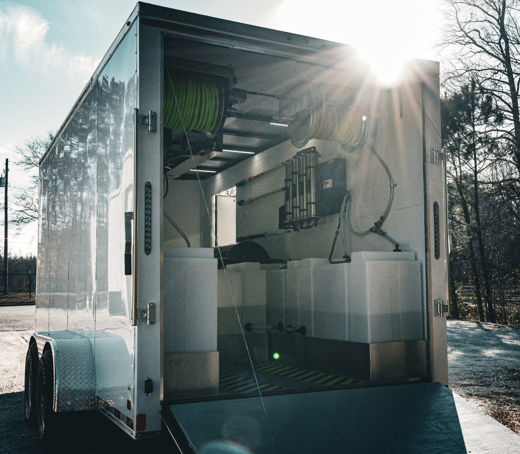 Enclosed Hot Water Pressure Washing Trailer w/ Pure Water and Soft Wash System