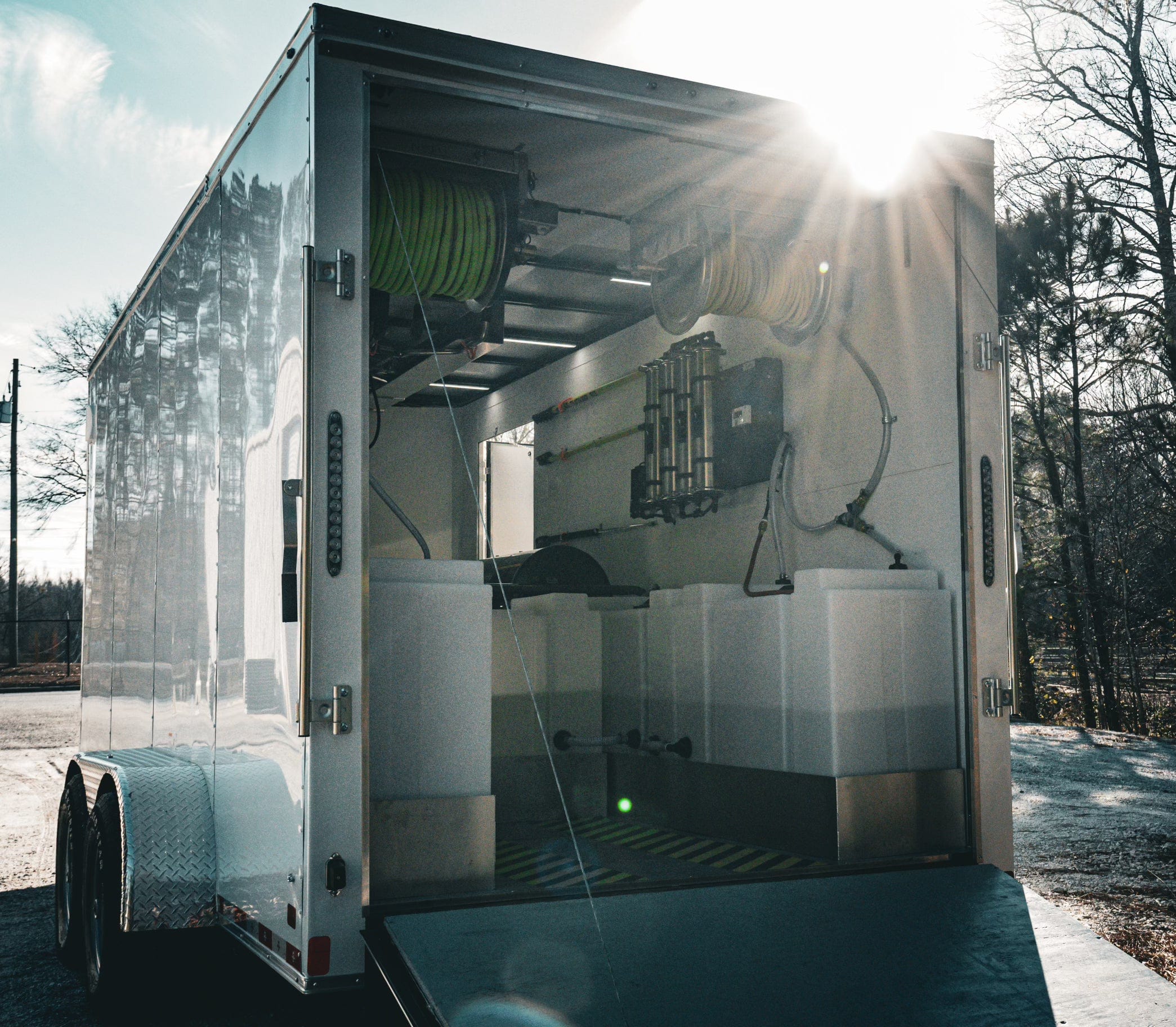 Enclosed Hot Water Pressure Washing Trailer w/ Pure Water and Soft Wash System